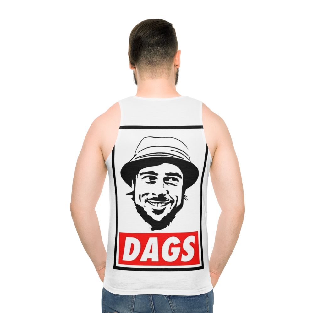 Unisex gypsy-style graphic tank top for dog lovers - men back