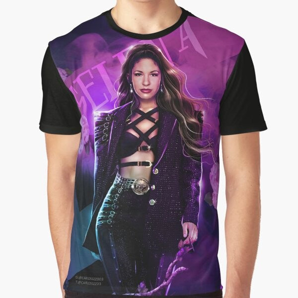 Purple graphic t-shirt with stylish design