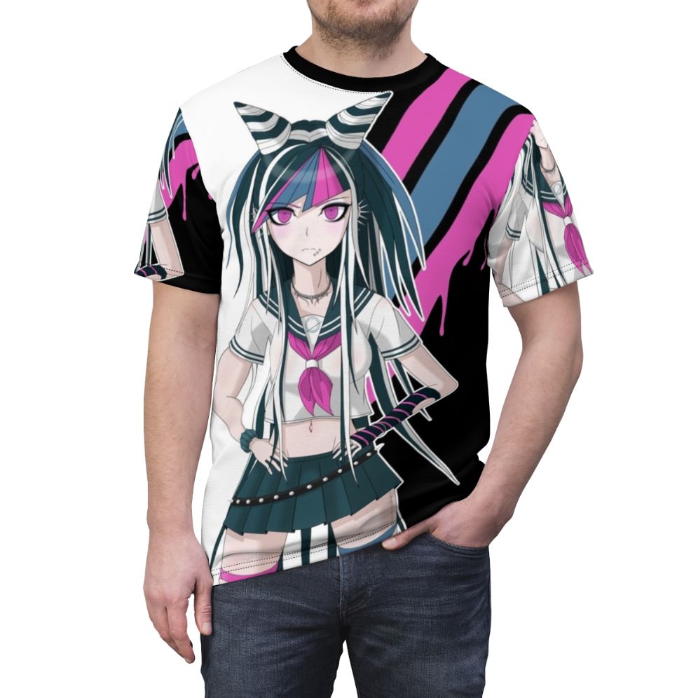 Mioda Ibuki anime-inspired graphic t-shirt with vibrant, colorful design - men front