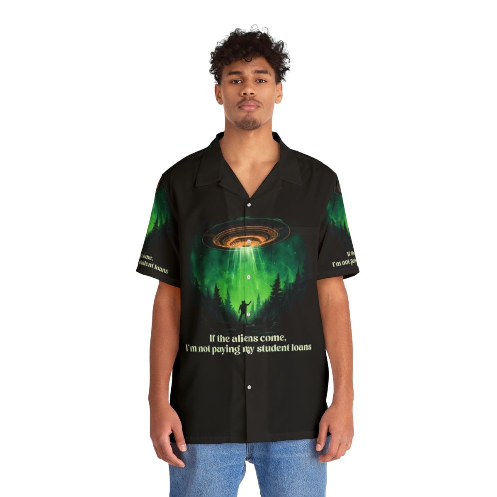 Alien Hawaiian Shirt with Student Loan Debt Free Design - Lifestyle