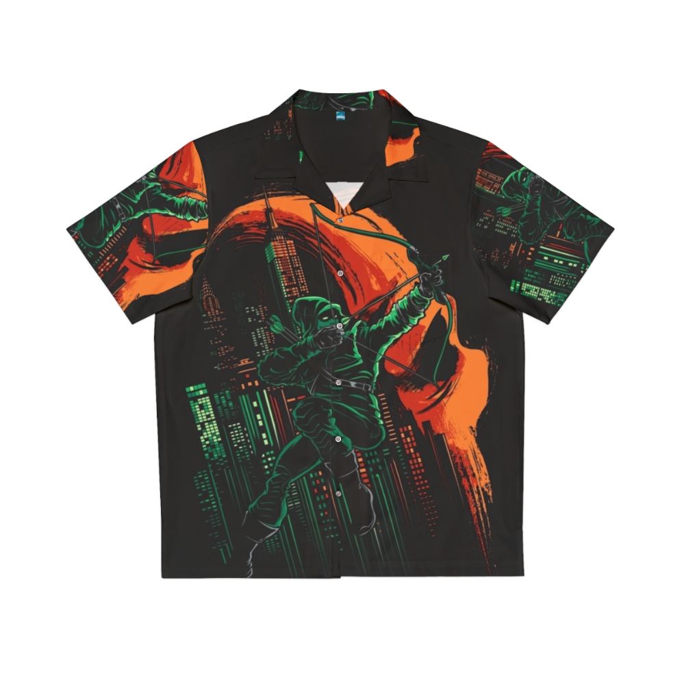 Green Hawaiian Shirt featuring Oliver Queen's Vigilante and Deathstroke Villain from DC Comics