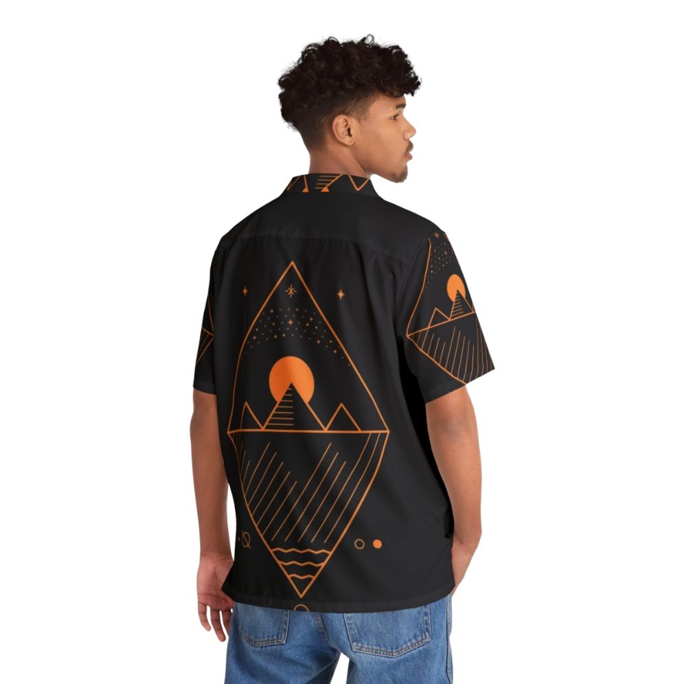 Osiris minimalist sci-fi Hawaiian shirt with geometric patterns and space motifs - People Back