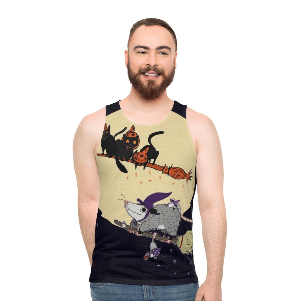 Witches Familiar Unisex Halloween Cat Tank Top - men