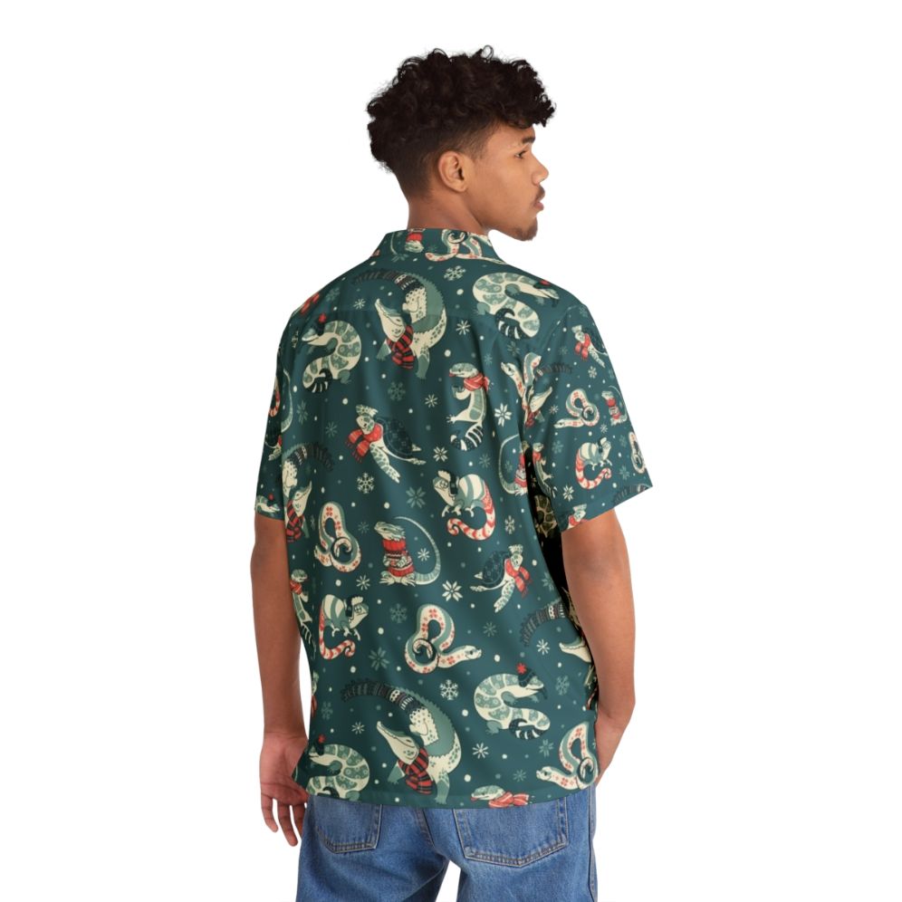 Tropical reptile print winter Hawaiian shirt - People Back