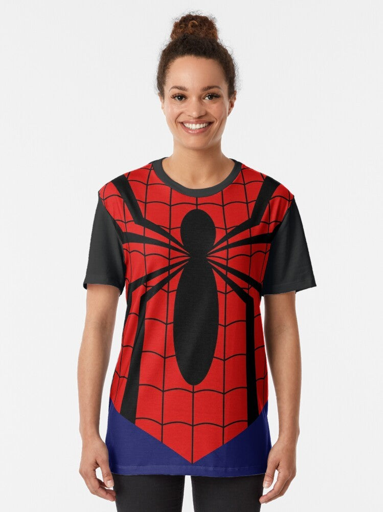 Graphic t-shirt design featuring Ben Reilly, Mayday Parker, and Spider-Man - Women