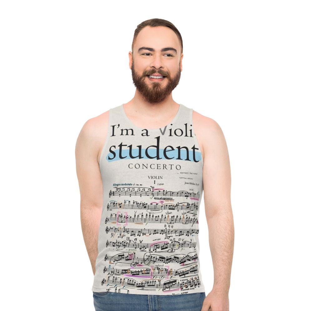 Violin student unisex tank top with music notes - men