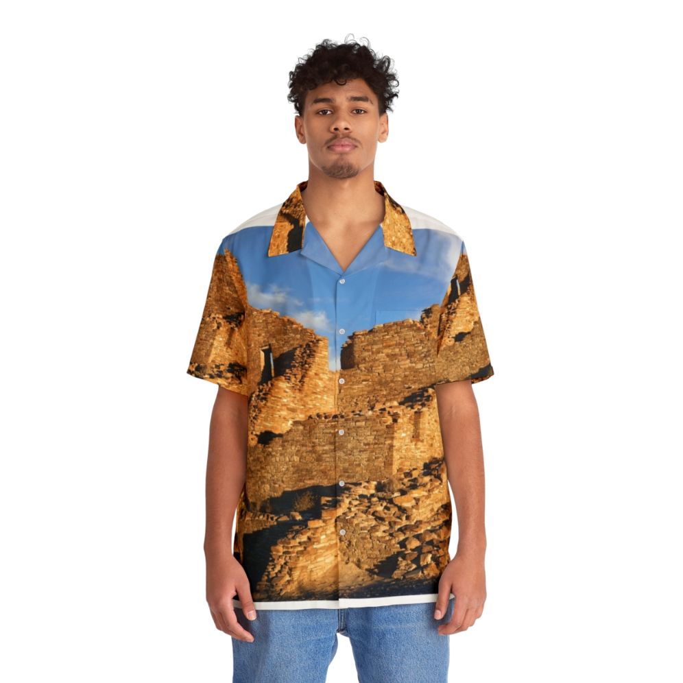 Anasazi Masonry Hawaiian Shirt with Chaco Canyon Imagery - Lifestyle