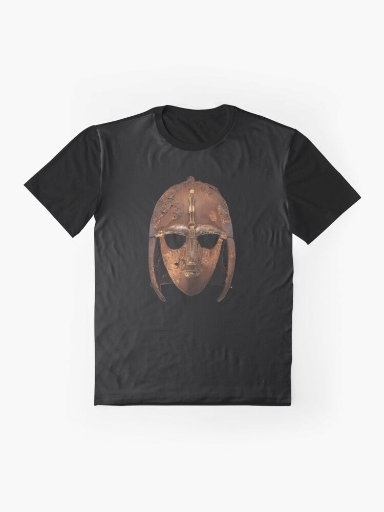 Sutton Hoo Anglo Saxon Helmet Graphic T-Shirt - Flat lay