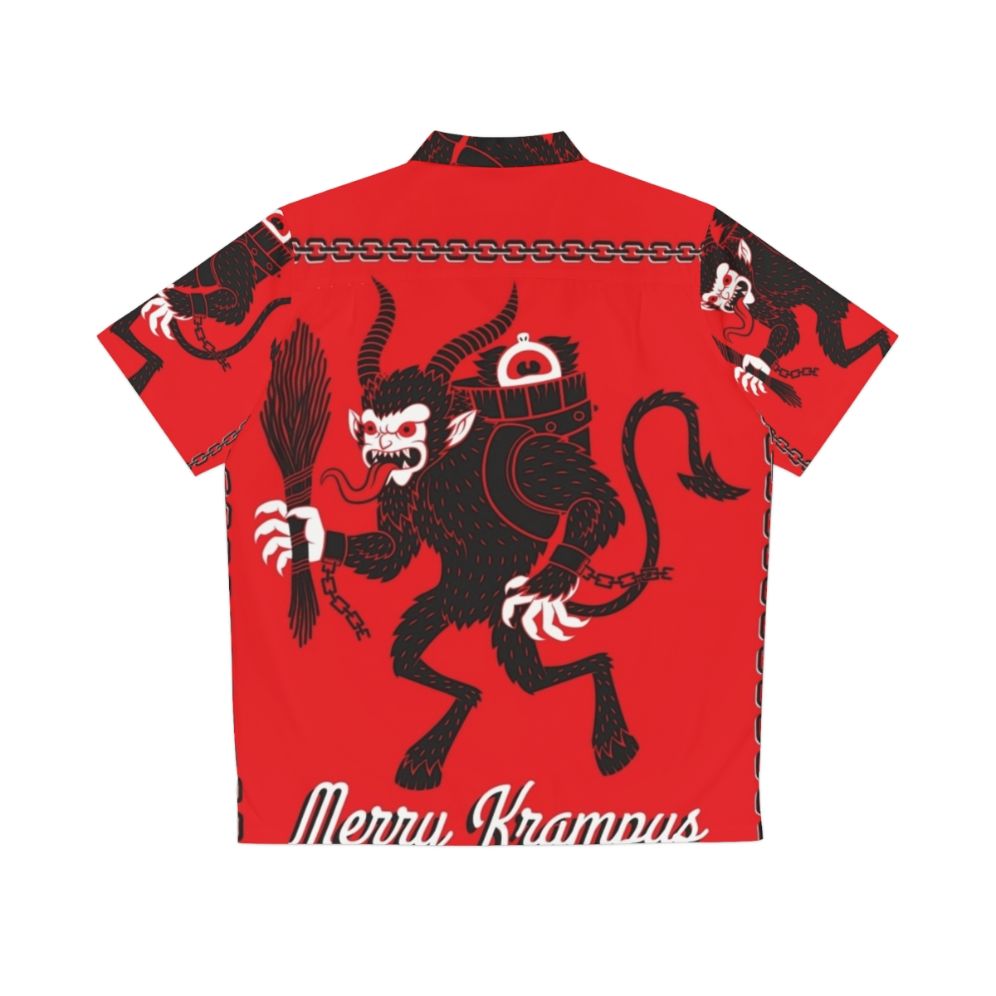 Merry Krampus Hawaiian Christmas Shirt featuring a mythical creature design - Back