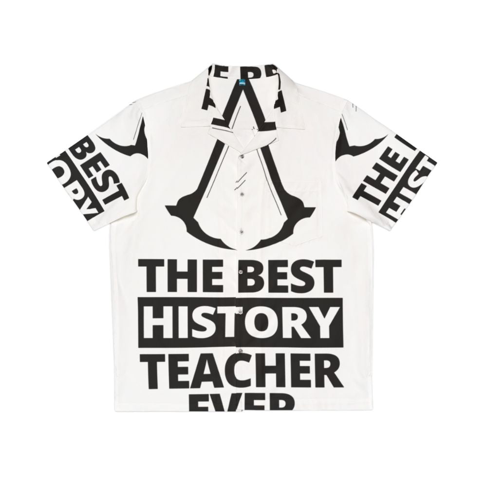 Assassin-Inspired Hawaiian Shirt with History Teacher and Gaming Designs