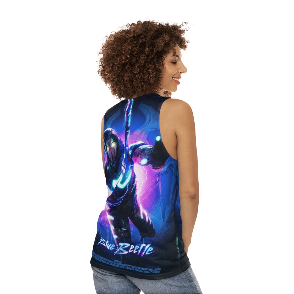 Blue Beetle Unisex Comic Book Superhero Tank Top - women back