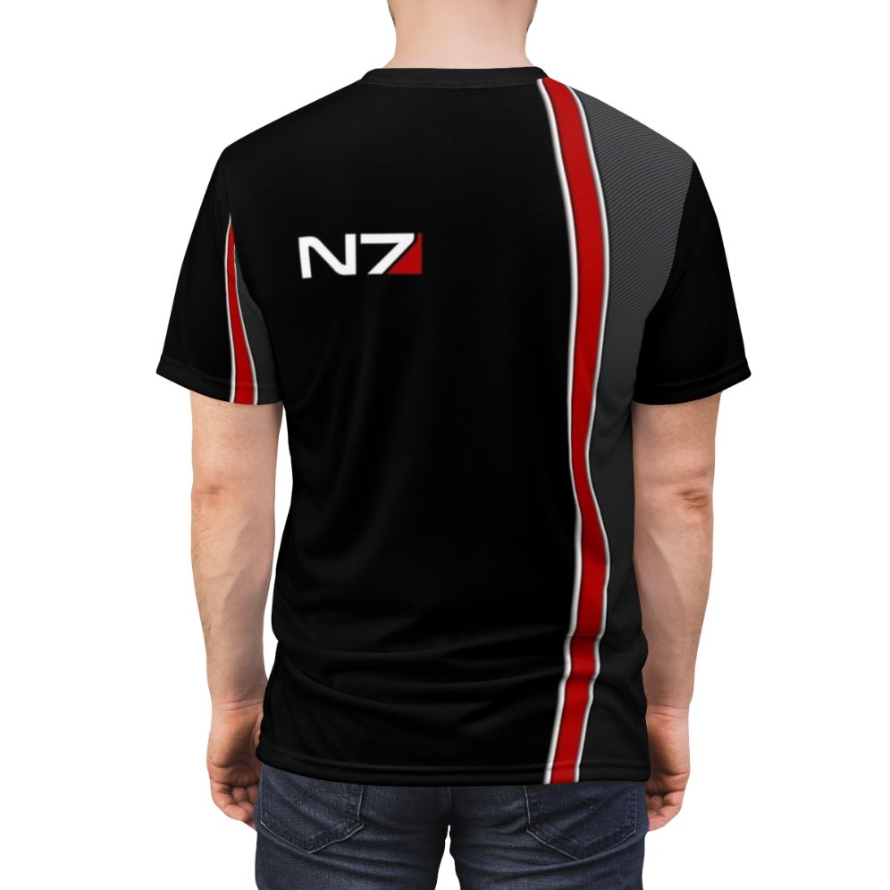 Mass Effect inspired N7 emblem design on a high-quality t-shirt - men back