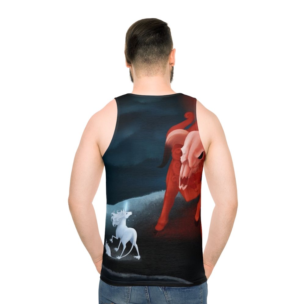 Dark fantasy last unicorn unisex tank top - men back