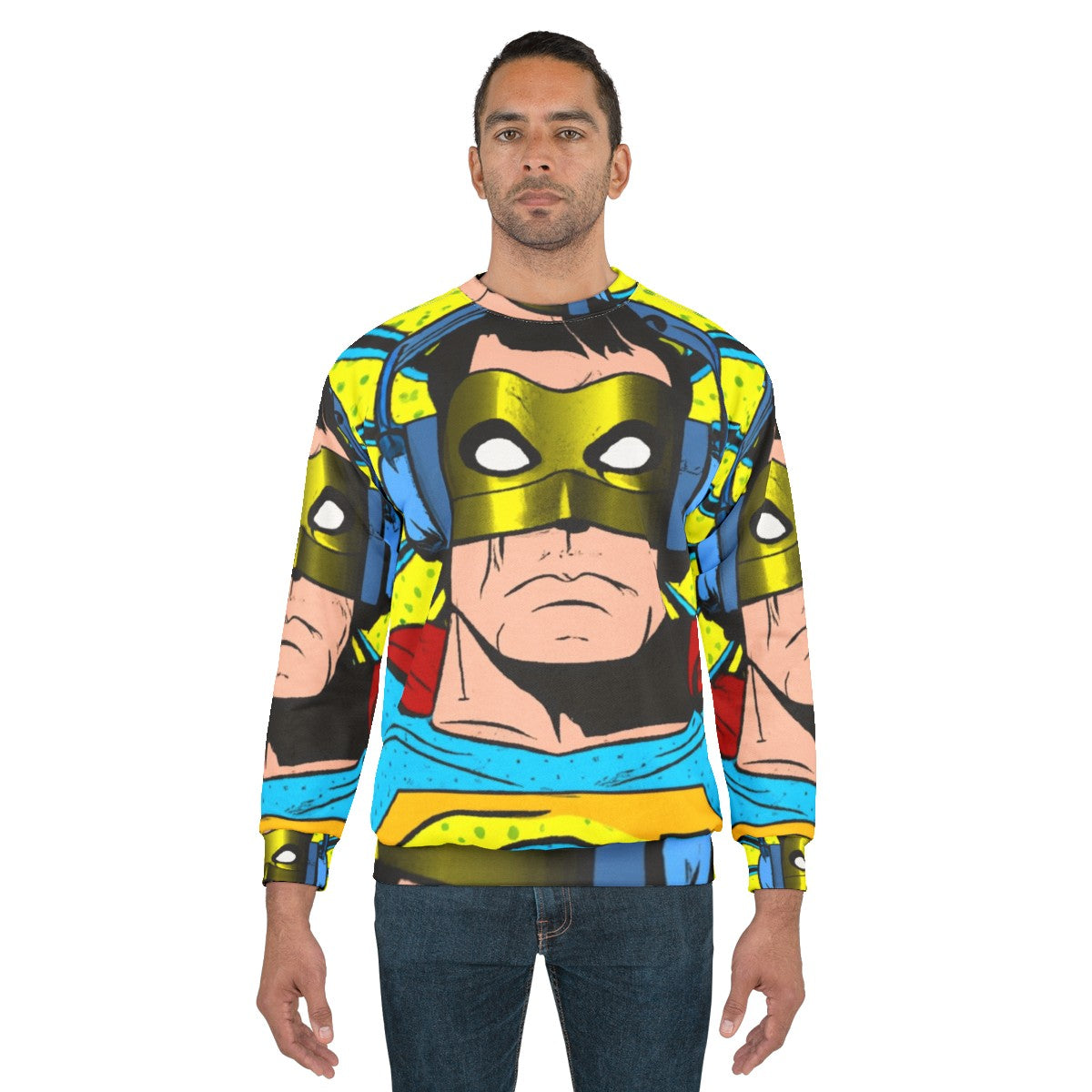 Superhero wearing headphones graphic tee sweatshirt - men