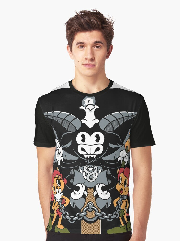 Tarot card devil t-shirt with baphomet design - Men