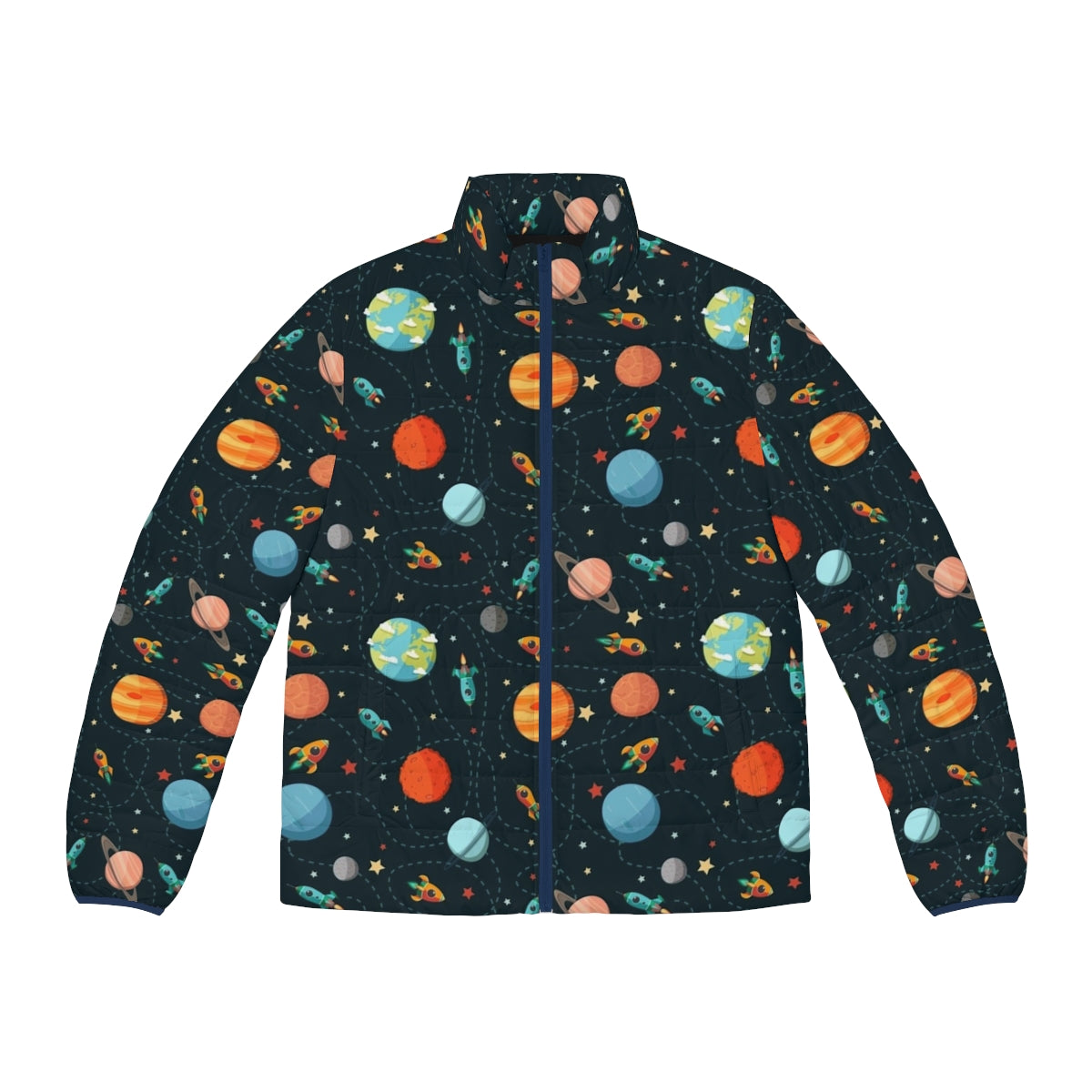 Cute and cozy space-themed puffer jacket for children