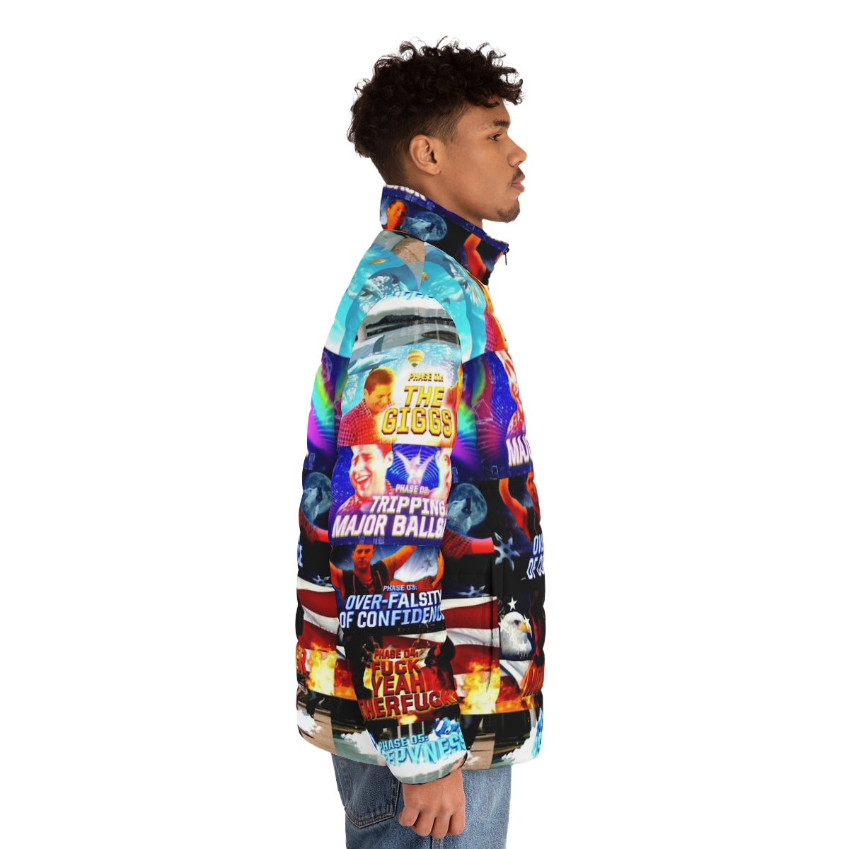 21 Jump Street inspired puffer jacket for high fashion pot culture - men side right