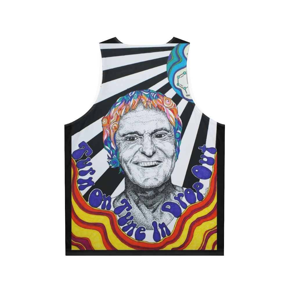 Vintage psychedelic tank top featuring Timothy Leary and a trippy molecule - Back