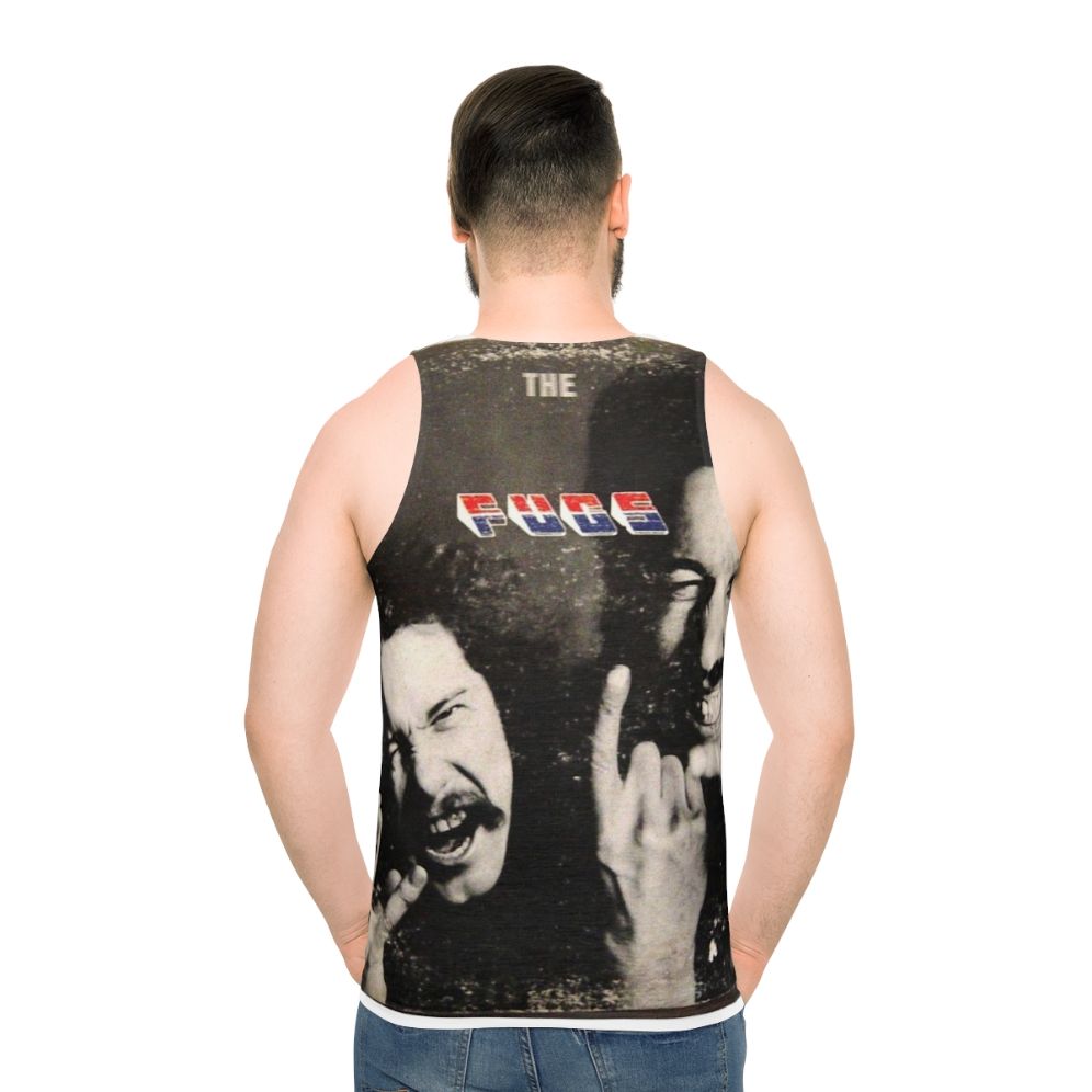 Unisex tank top with psychedelic and 1960s inspired design - men back