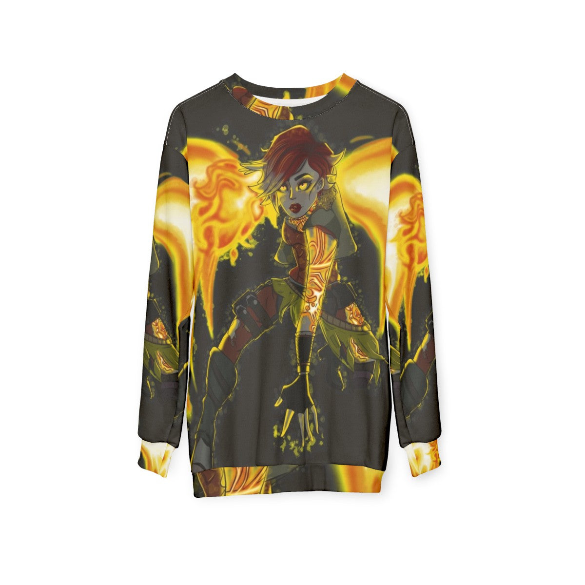 Borderlands "Hell in Her Eyes" Sweatshirt featuring Lilith - hanging