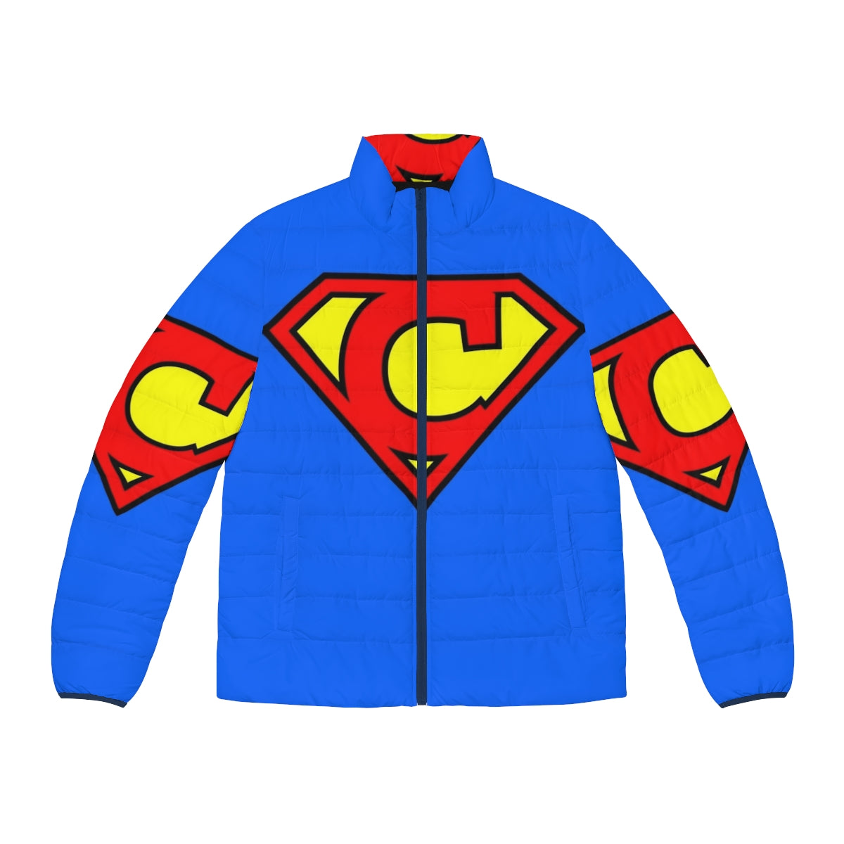 Letter C Super Letter Puffer Jacket with Superhero Design