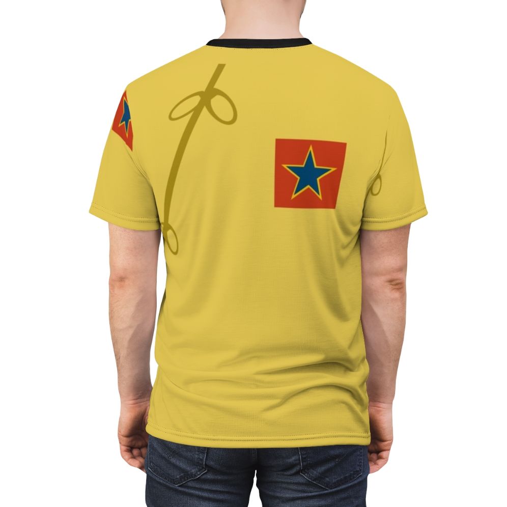 Retro t-shirt design featuring Adric, the Fifth Doctor's companion from the classic Doctor Who television series. - men back