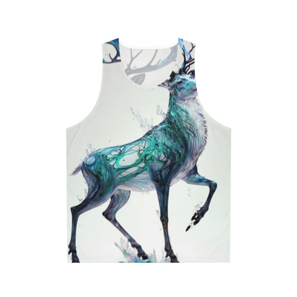 Unisex tank top with a holographic, prancing stag design - perfect for the holidays