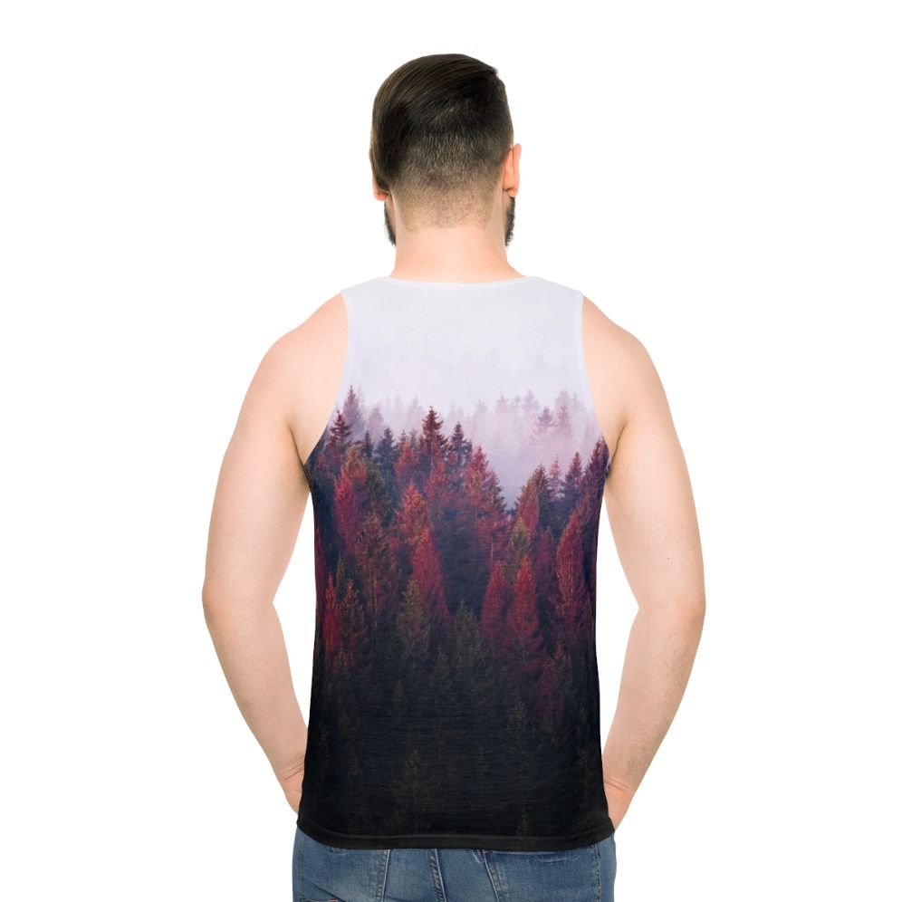 Unisex nature inspired mountain landscape tank top - men back