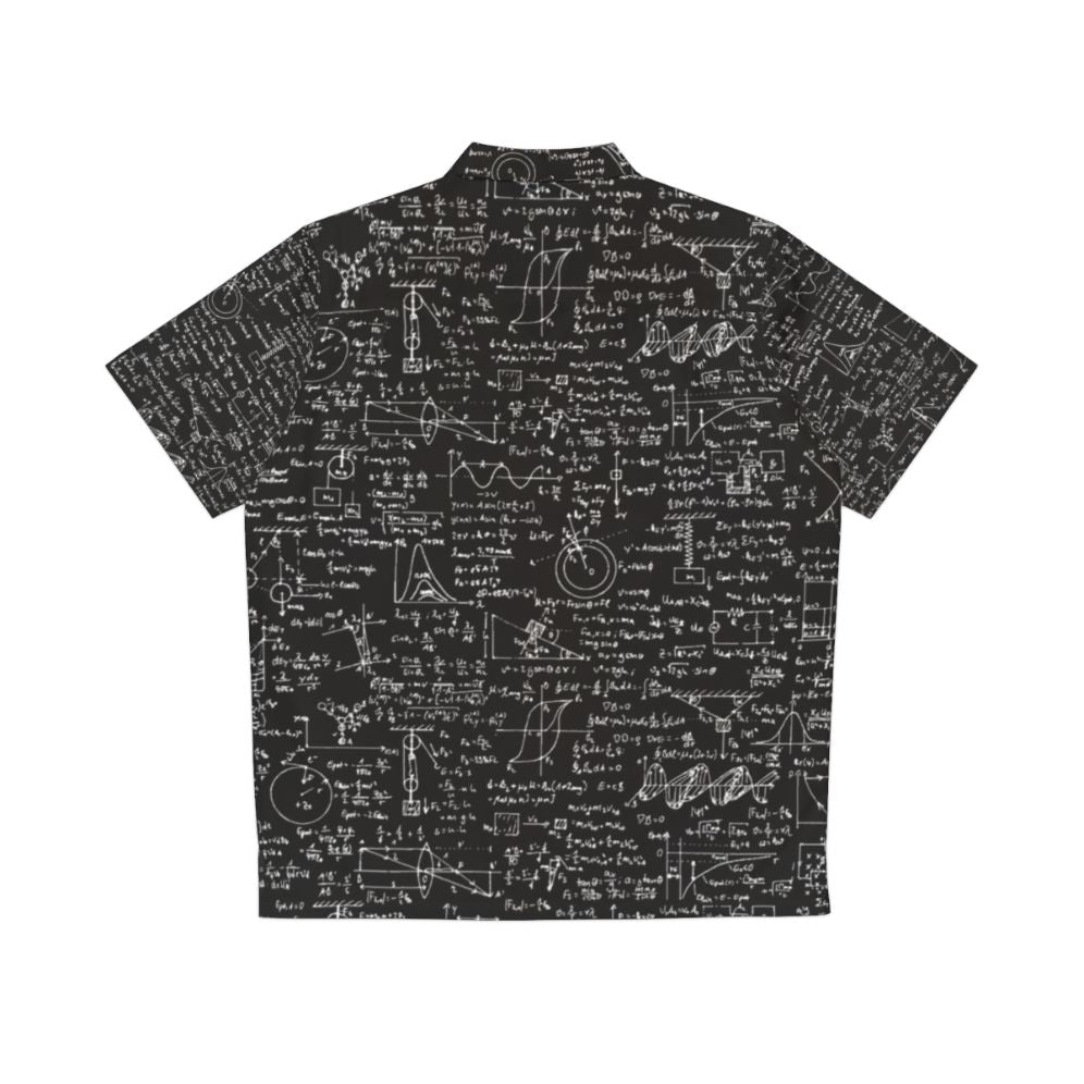 Geometric physics equations printed on a black Hawaiian shirt - Back