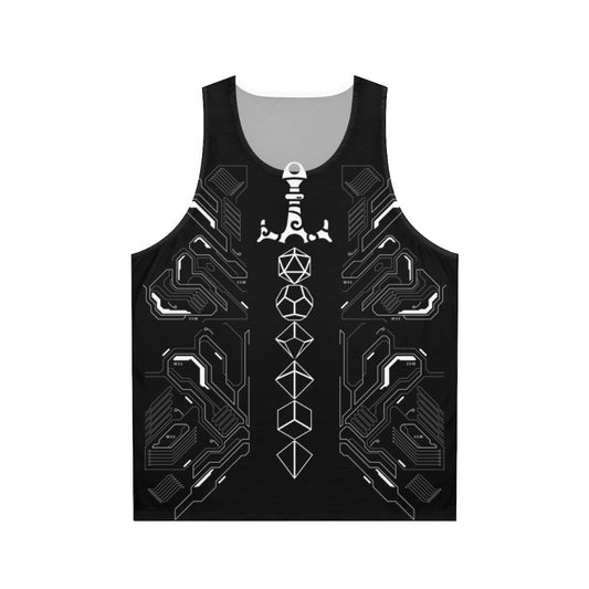 Futuristic polyhedral dice unisex tank top