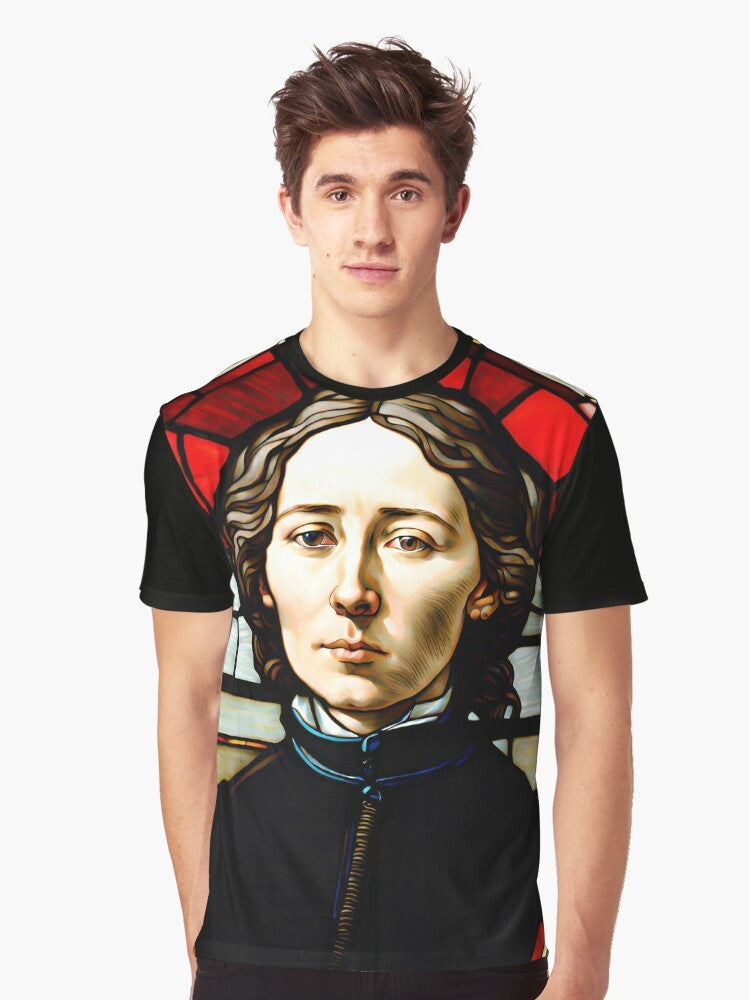 Graphic T-shirt featuring the portrait of Louise Michel, a prominent French anarchist and revolutionary - Men