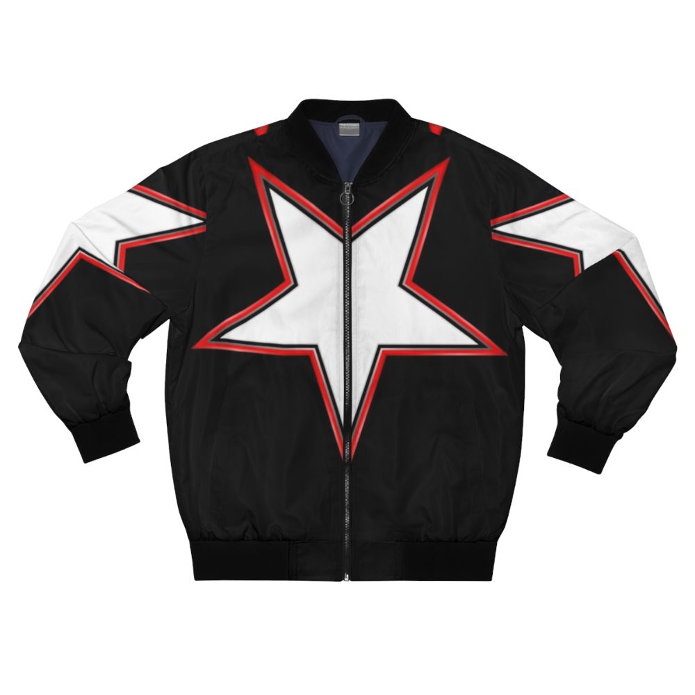 Superhero Star Bomber Jacket - Inverted Bordered Star Design for Sci-Fi Cosplay