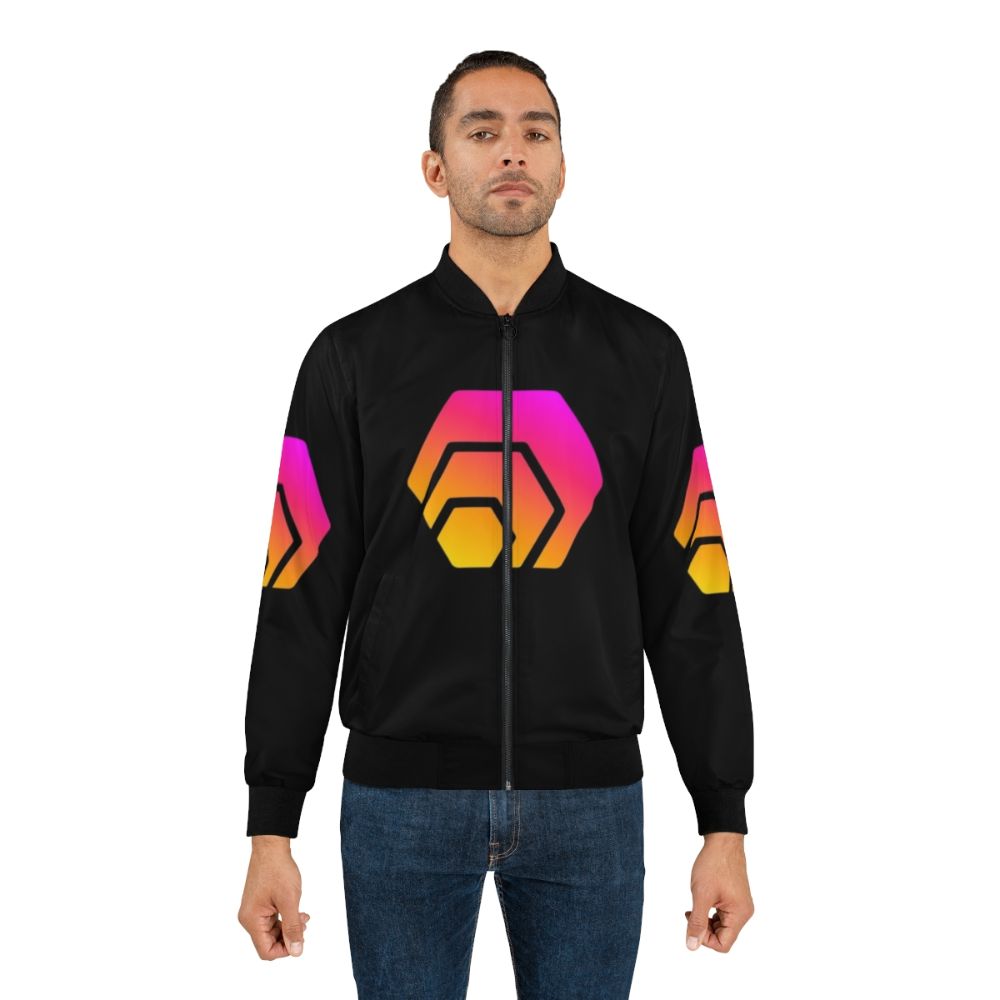 HEX Crypto Blockchain Bomber Jacket with Hexagonal Logo - Lifestyle