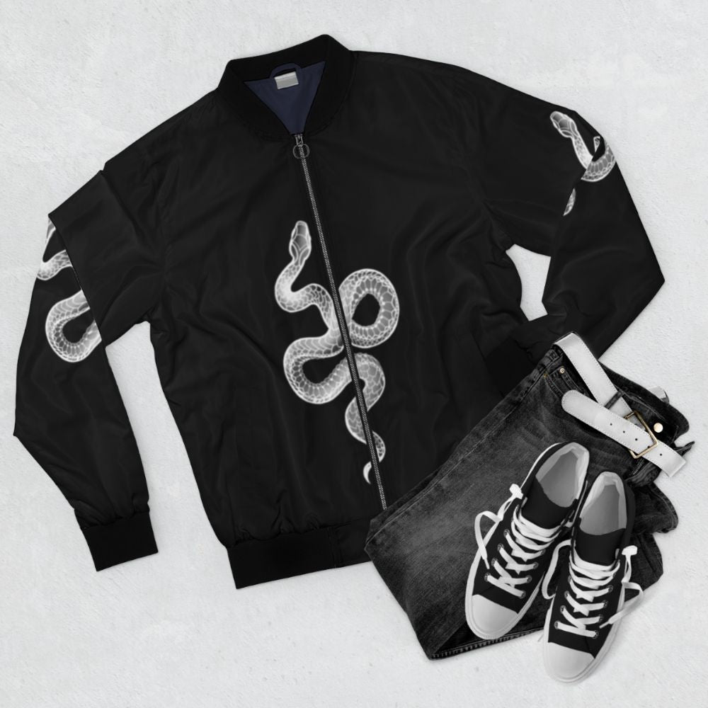 Snake Reptile Classic Bomber Jacket - Flat lay