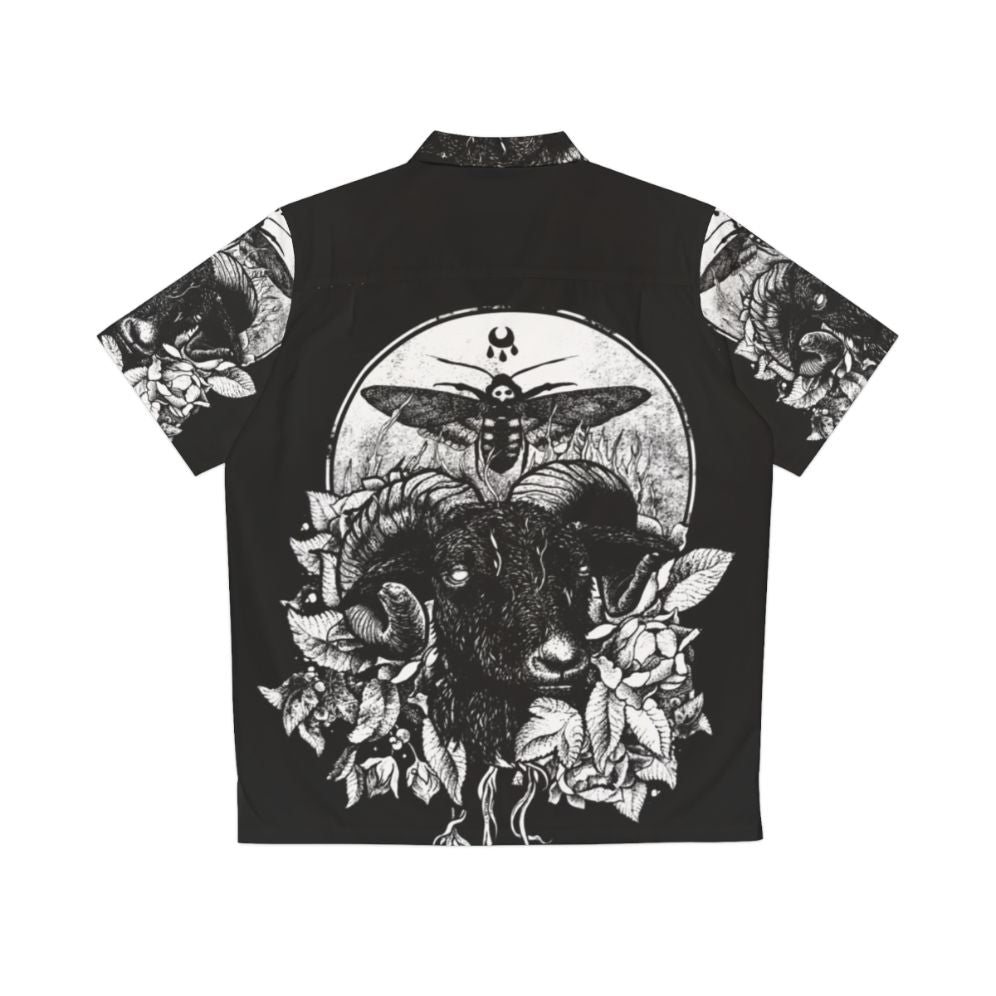 Dark Gothic Hawaiian Shirt with Nature and Occult Inspired Designs - Back