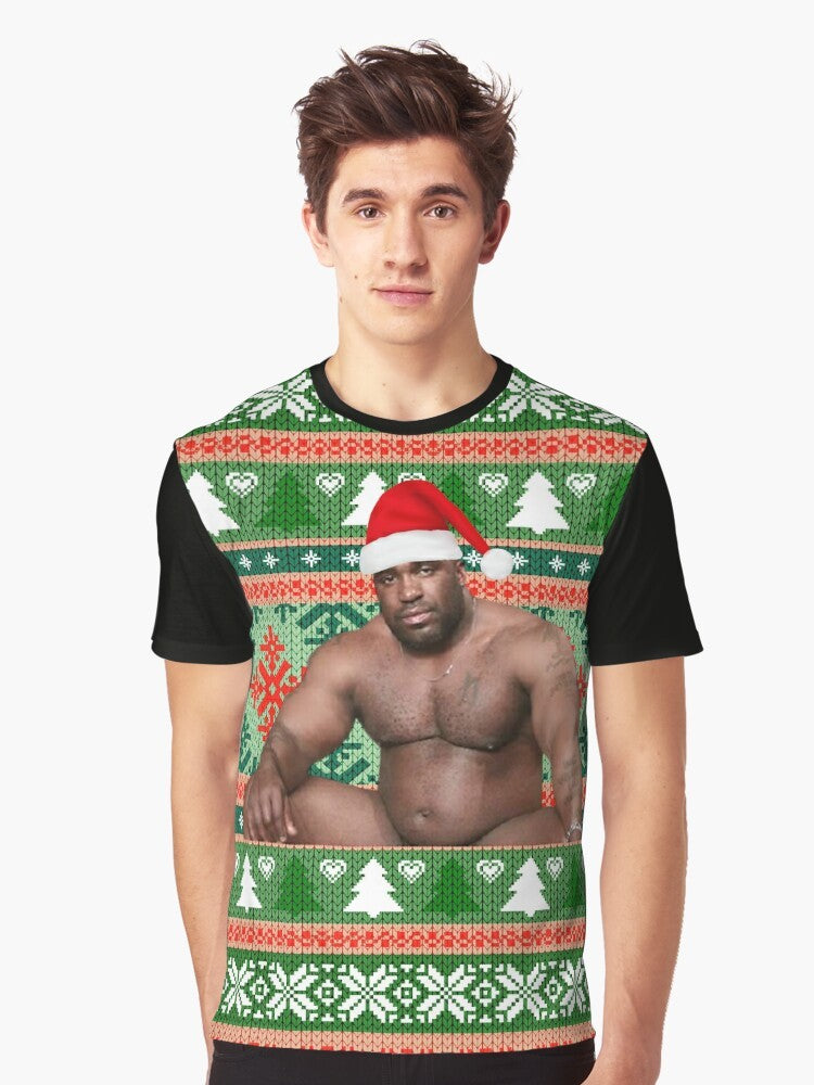 "Barry Wood Christmas Graphic T-Shirt featuring the viral meme of the well-endowed black man" - Men