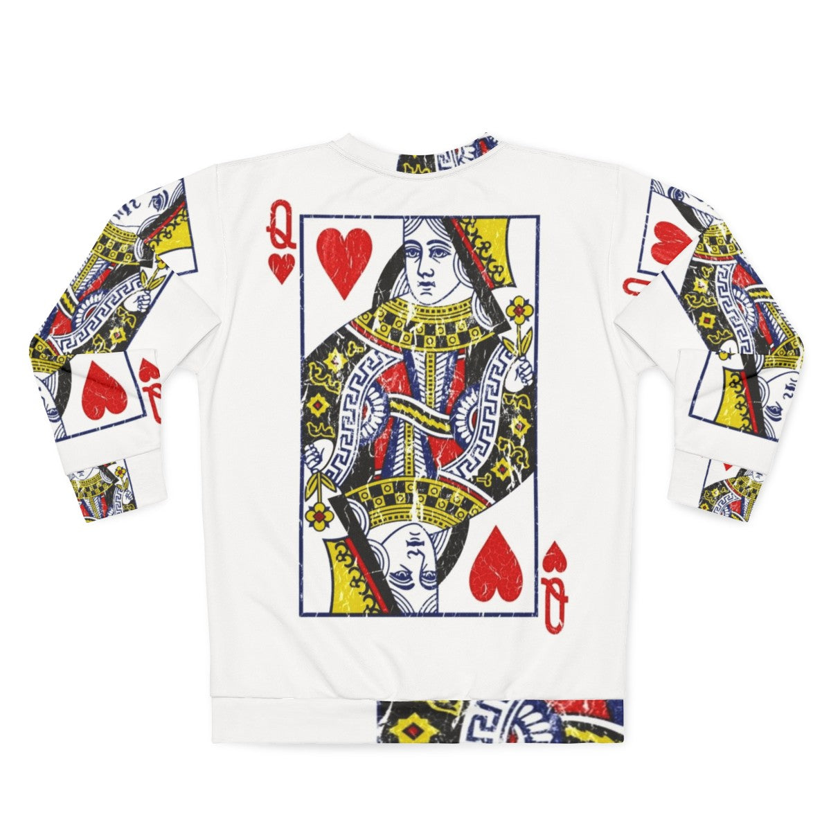 Queen of Hearts Playing Card Sweatshirt - Back