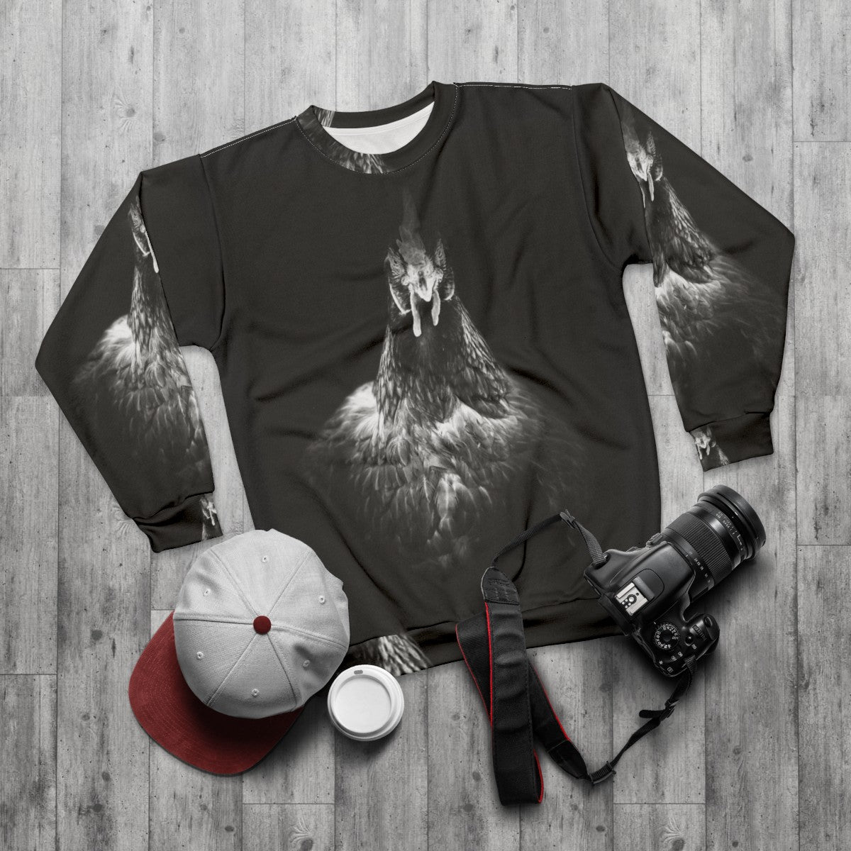 Hentensity for Life Hen Chicken Rooster Sweatshirt - flat lay