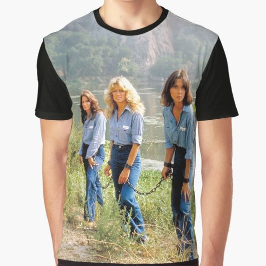 Supergirls of Everlast Graphic T-Shirt featuring the iconic image of Farrah Fawcett