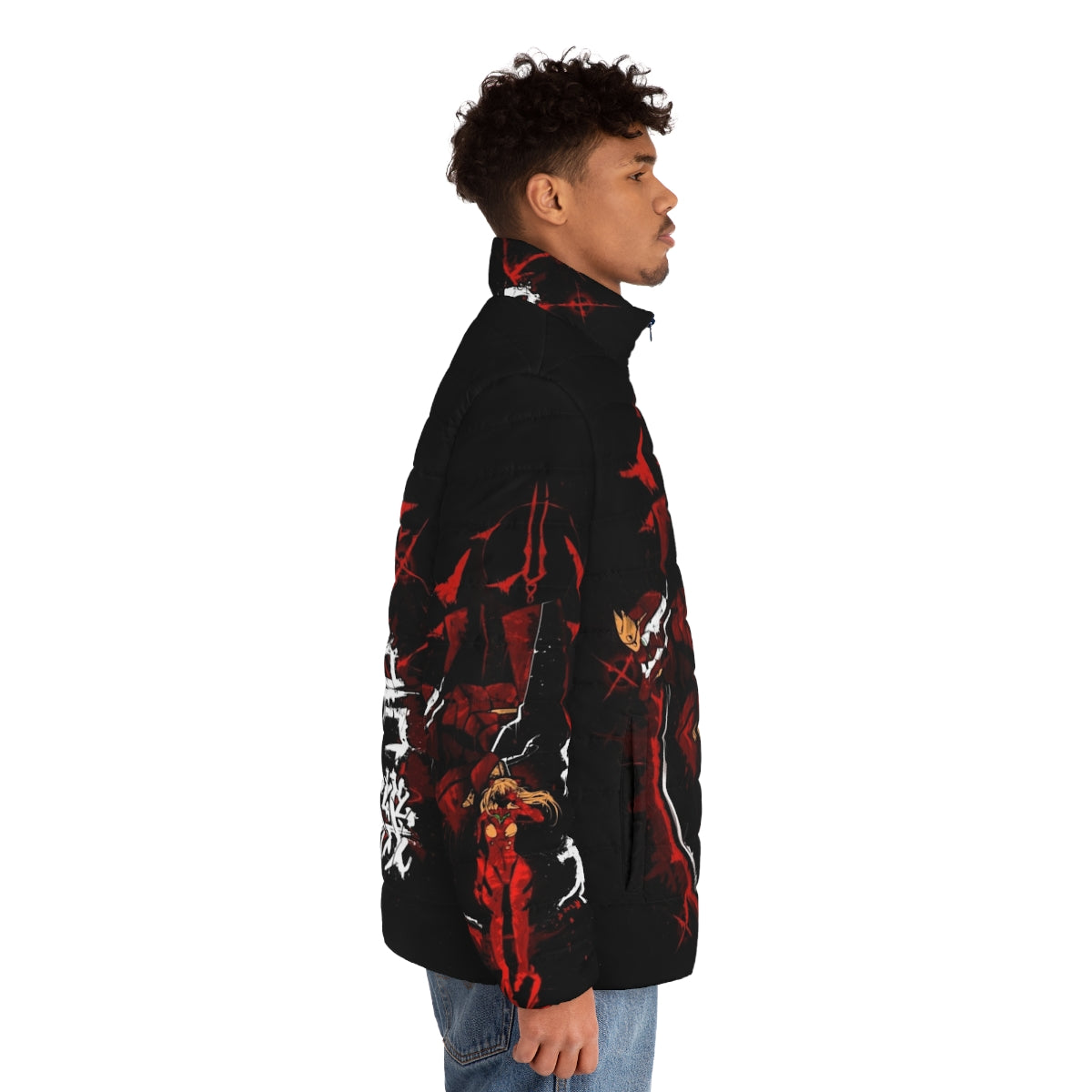 Evangelion Puffer Jacket with Mecha and Character Designs - men side right