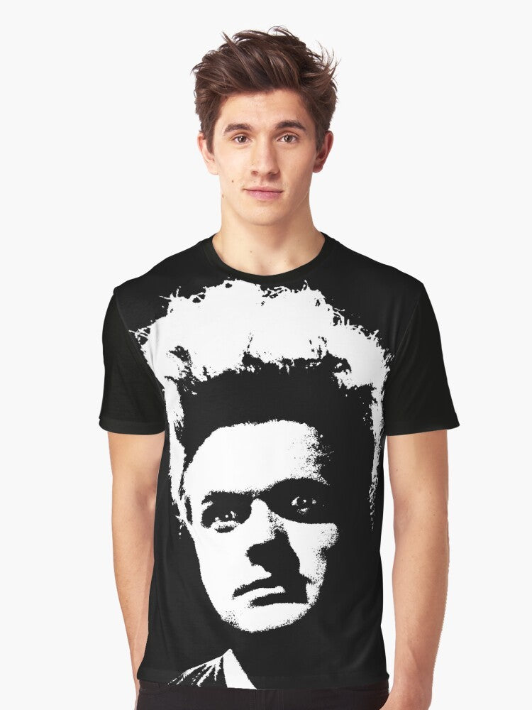 Eraserhead graphic t-shirt featuring surreal, avant-garde movie imagery from David Lynch's cult film. - Men