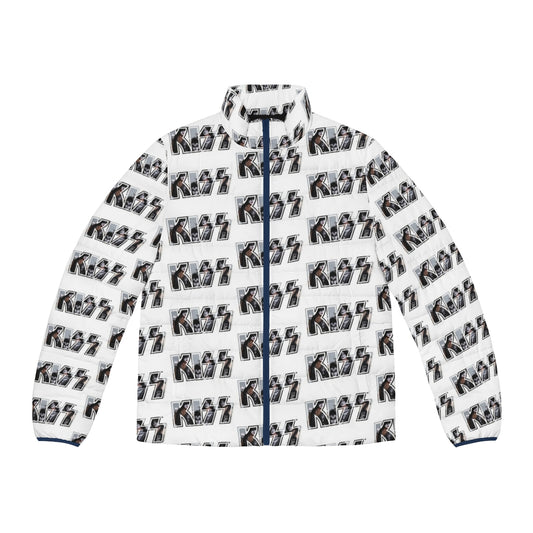 Kiss The Band Poster Logo Puffer Jacket featuring the iconic band logo