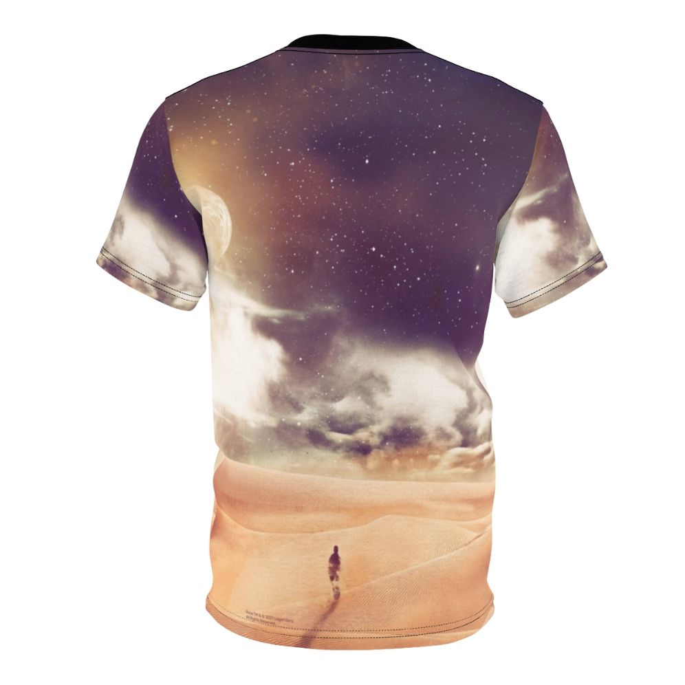 Dune-inspired AOP t-shirt featuring the iconic Arrakis setting and faction symbols - Back