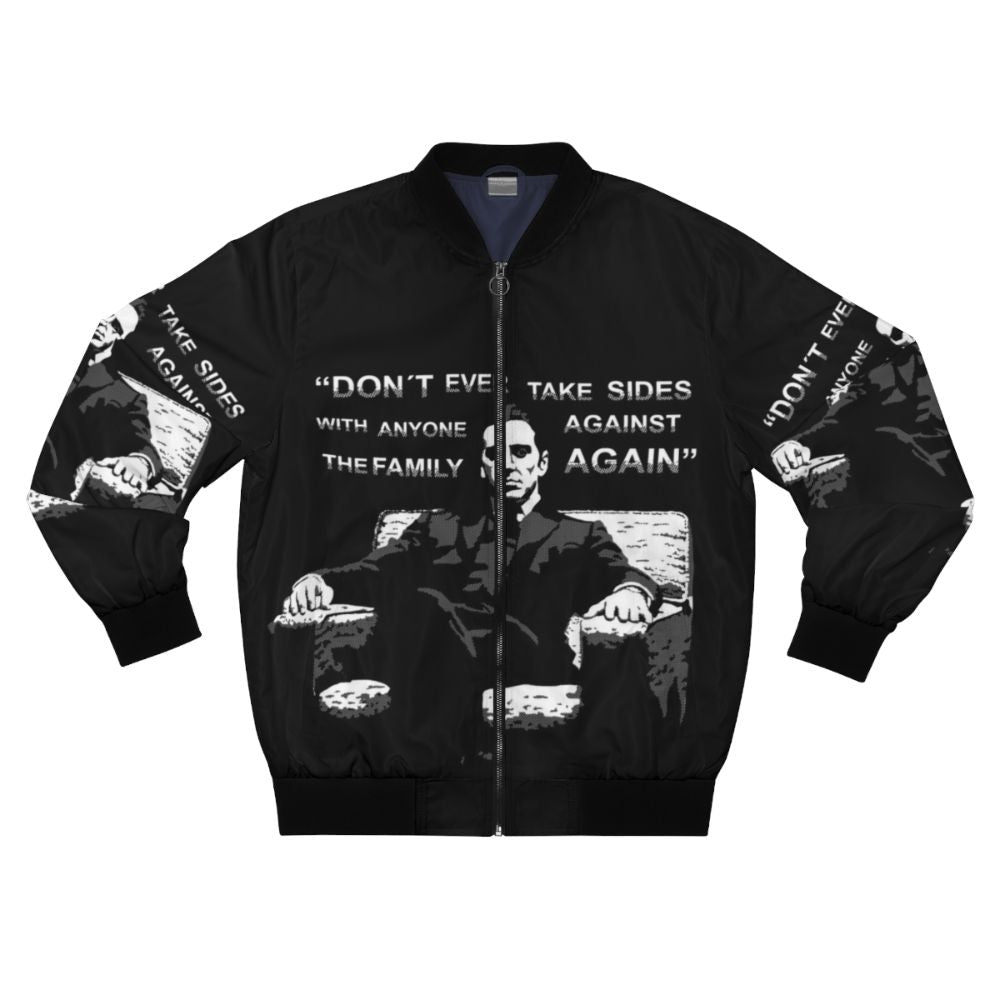 Michael Corleone inspired bomber jacket with iconic Godfather movie quote