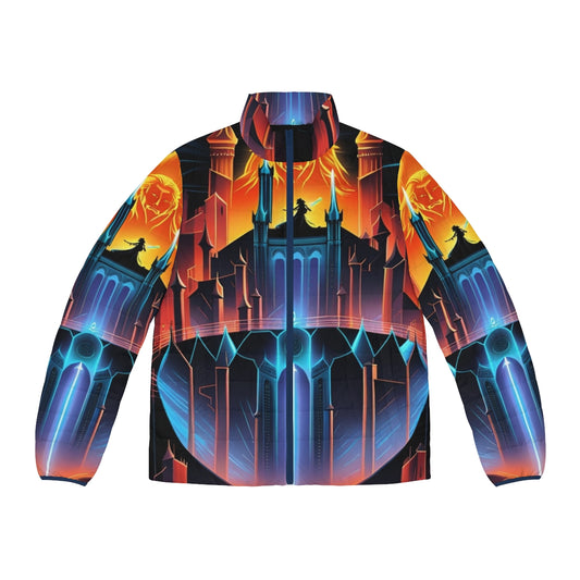 Castlevania inspired art puffer jacket featuring video game design