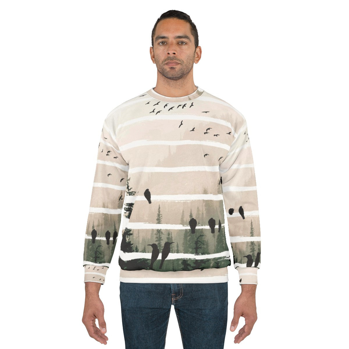 Birds watching birds at sunset abstract nature sweatshirt - men