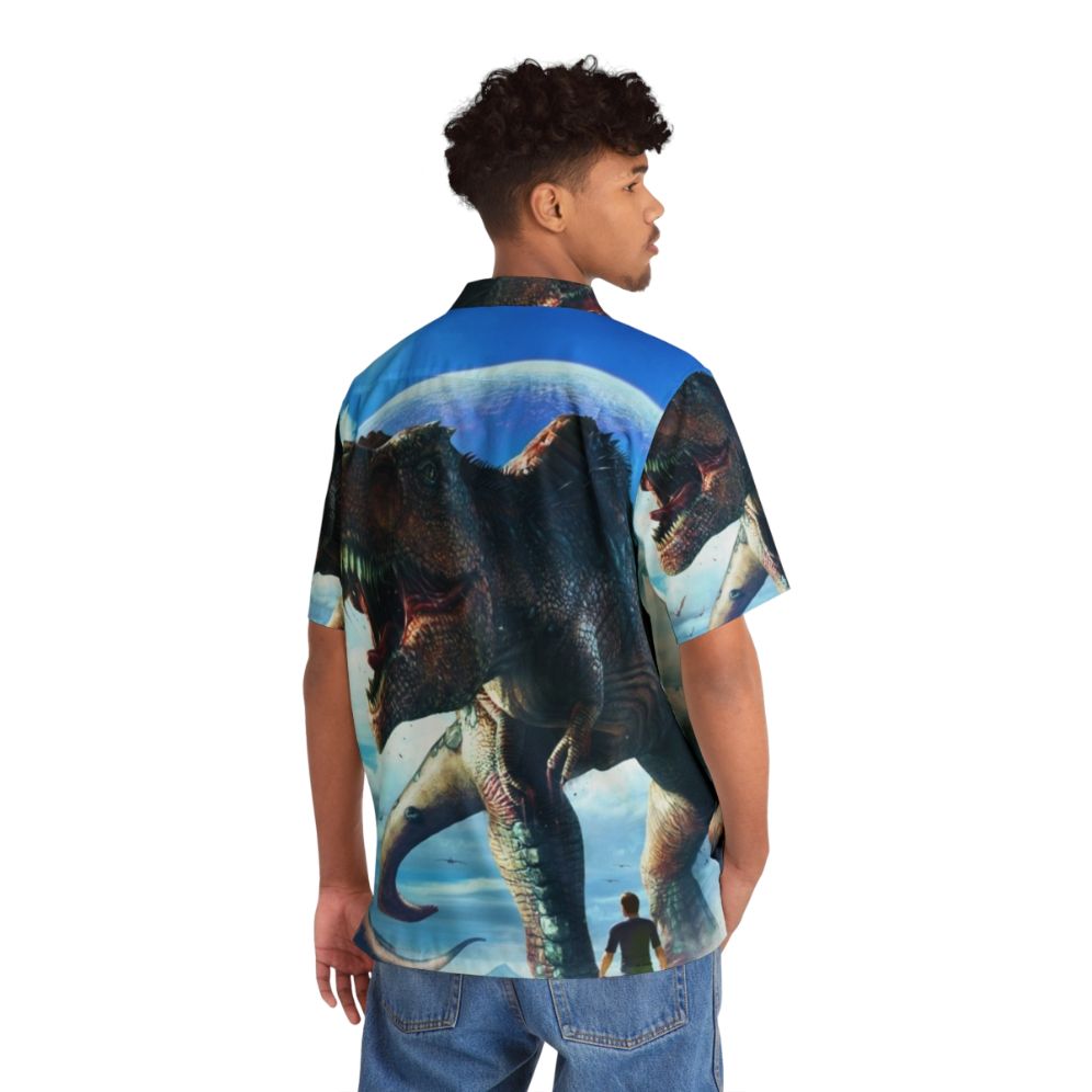 Ark Survival Evolved T-Rex Sky Hawaiian Shirt - Flat lay