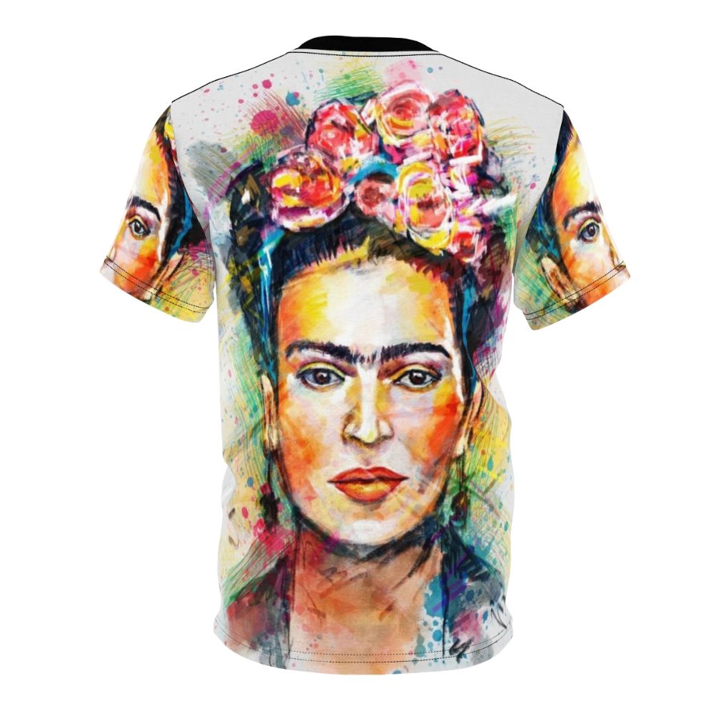 Colorful abstract portrait t-shirt design inspired by the iconic Mexican artist Frida Kahlo - Back