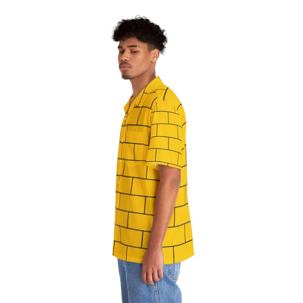 Yellow Hawaiian shirt with brick pattern design - People Left