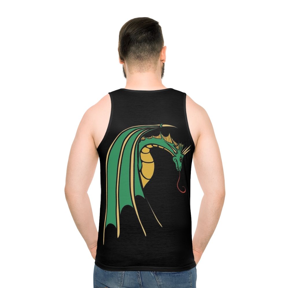 Green dragon art unisex tank top - men back